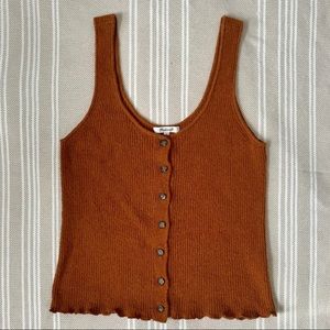 Madewell Orange Rust Button Knit Sweater Tank Top